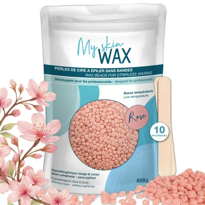 Imagen del producto de Cera de depilación rosa, 800 g, hipoalergénica, ideal para pieles sensibles