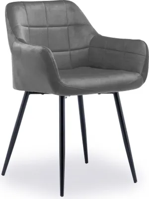 Produktbild von Esszimmerstühle Küchenstuhl Polsterstuhl Wohnzimmerstuhl Sessel mit Rückenlehne, Sitzfläche aus Samt, Metallbeine, Dunkelgrau