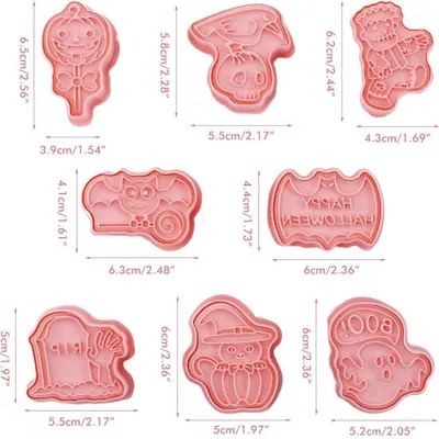 Produktbild von 8Pcs 3D Keksausstecher Halloween Thanksgiving Keksform Backform Handpresse Keksstempel