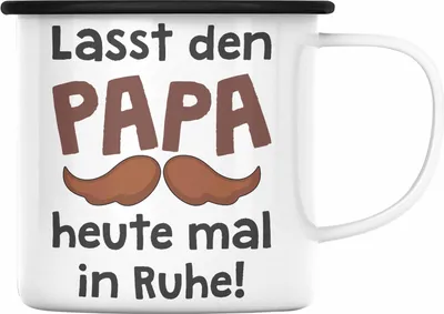 Produktbild von Trendation - Bester Papa Geschenk Vatertag Emaille Tasse mit Spruch Vater Geschenk von Sohn Papa Emaille Emaille Tasse (Schwarz)