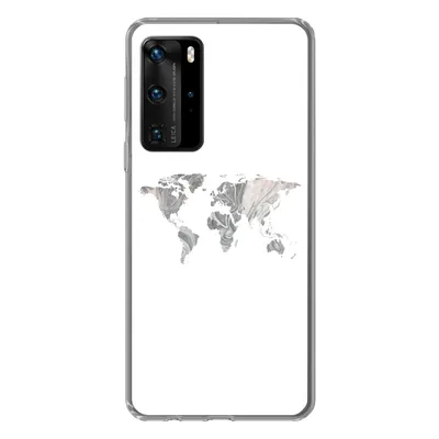 Produktbild von MuchoWow® Handyhülle Schutzhülle Hülle für Huawei P40 Pro Weltkarte - Muster - Schwarz Silikon Softcase Handy Hülle - Schutz