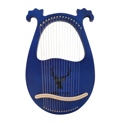 Produktbild von Mahagoni Lyra Harp 16 Saiten Stimmung mit Stimmschlüssel für Anfänger Musikinstrument Geburtstag Valentinstag Geschenk Blau