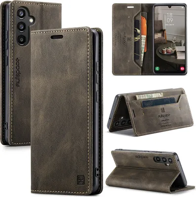 Produktbild von Galaxy A34 5G Hülle, Retro Kunstledertasche Stand Schutzhülle für Samsung Galaxy A34 5G Kupfer