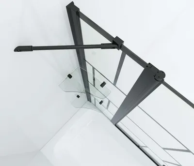 Produktbild von Badewannenaufsatz Schwarz matt Kariert 150 x 140 cm, Duschtrennwand für Badewanne Duschwand Faltwand Glas aus 5 mm ESG glas , mit Nano Beschichtung