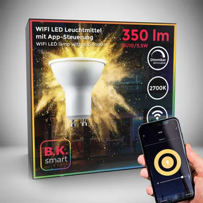 Produktbild von LED Leuchtmittel GU10 - 5,5W, 350lm, smart, dimmbar, 2700K, weiß