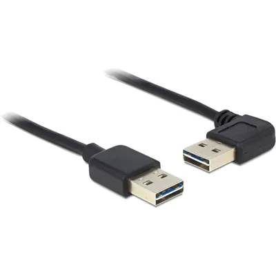 Produktbild von EASY-USB 2.0 Kabel, USB-A Stecker > USB-A Stecker 90° (schwarz, 3 Meter, rechts / links abgewinkelt)