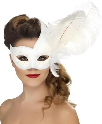 Produktbild von Venezianische Federmaske weiss - Einheitsgröße