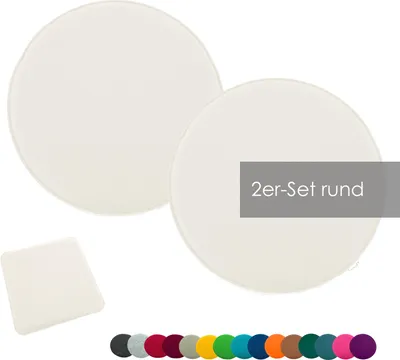 Produktbild von heimtexland ® Sitzkissen Set Filz Stuhlkissen Stuhlauflage Filzkissen Stuhl Polster Kissen Typ631 2er Set 35 cm Rund Wollweiß