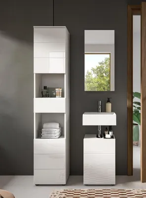 Produktbild von Badezimmer-Set Vira | 3-teilig | weiß / weiß Hochglanz