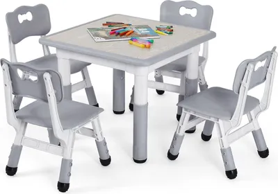Immagine prodotto di Set da tavolo per bambini MAMIZO con 4 sedie regolabili in altezza per la cameretta dei bambini