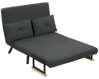 Produktbild von HOMCOM Schlafsofa, Zweisitzer mit Bettfunktion, Schlafcouch mit Fleece-Optik Grau