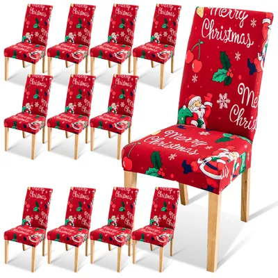 Obrázok produktu pre Yakimz 12 kusov vianočných krytov na stoličky, kryt stoličky Slávnostný kryt dekorácie Ochranný kryt stoličky Party Restaurant Chair Cover