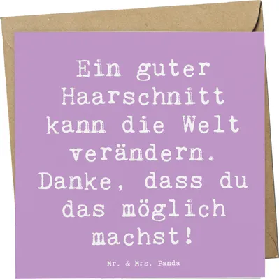 Produktbild von Mr. & Mrs. Panda Grußkarte Spruch Friseur Wunder - Lavendeltraum - Geschenk, Vertrauter, Klappkarte, Wertschätzung, faltkarte, Aufmerksamkeit, doppelkarte, Dankbarkeit