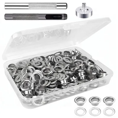Ösen-Werkzeugset 120 Stück 6 mm silber Metall