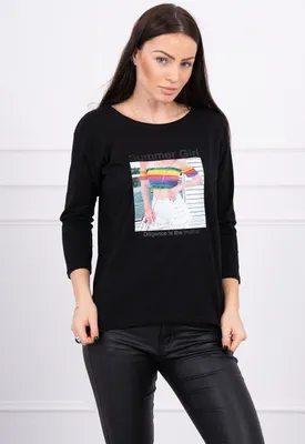 Productafbeelding van Kesi dames T-shirt met print, model Deepika, zwart, universele maat
