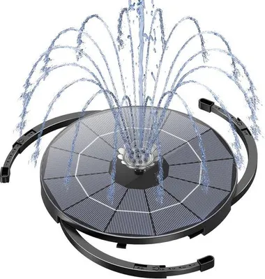 Image de Pompe solaire pour fontaine Ibenzoa® de 3,5 W, idéale pour les bains d'oiseaux et les étangs – 13 buses de pulvérisation, moteur sans balais, câble de 3 mètres, support anti-dérive, adaptable à différents usages