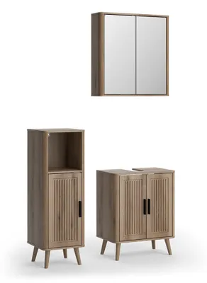 Obrázek produktu pro sada koupelnového nábytku Vicco Skara Dub 3 kusy, s midi skříní, Model 61291