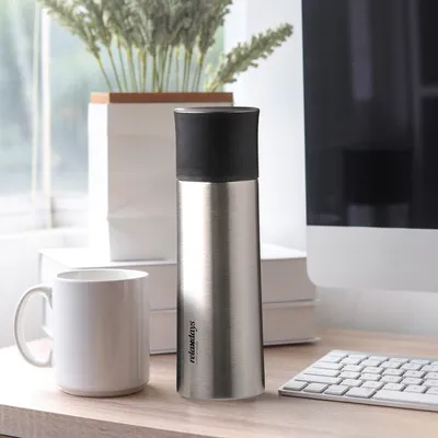 Produktbild von Trinkflasche aus Edelstahl 400 ml mit Becher