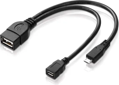Produktbild von USB-OTG Adapter-Kabel Micro-USB 2.0-Stecker USB-Buchse Typ A + Strom-Anschluss für externe Festplatte und andere Geräte
