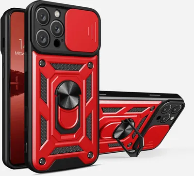 Produktbild von Armor Handyhülle für Apple iPhone 15 Pro Max Kameraschutz Handy Panzer Case Cover Schutzhülle Outdoor Farbe: Rot