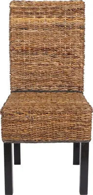 Image de lot de 6 chaises de salle à manger en osier M69 Chaise BALI Bananier tressé ~ foncé, sans coussin
