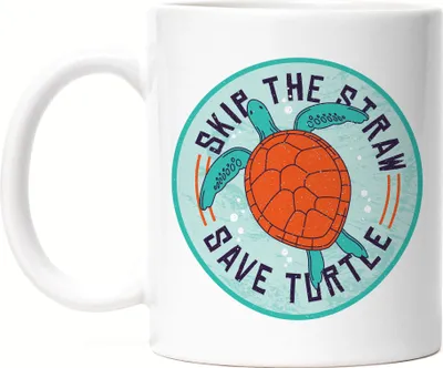 Produktbild von Skip The Straw Save Turtle Tasse Strohhalm Plastik Schildkröte Meere Ozean Natur Umwelt