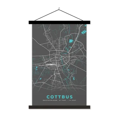 Produktbild von MuchoWow® Textilposter Deutschland - Blau - Cottbus - Stadtplan - Karte 120x180 cm mit schwarzem Rahmen - Fotos