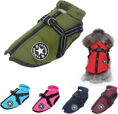 Produktbild von Hunde Jacke mit Geschirr Winter Warm Haustier Groß