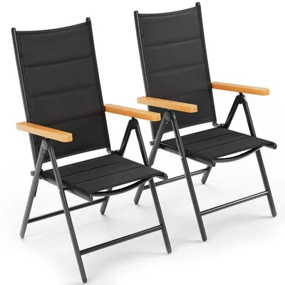 Produktbild von Set mit 2 klappbaren Gartenstühlen S0QDN0ZTTUF, Tragkraft 120 kg, schwarz