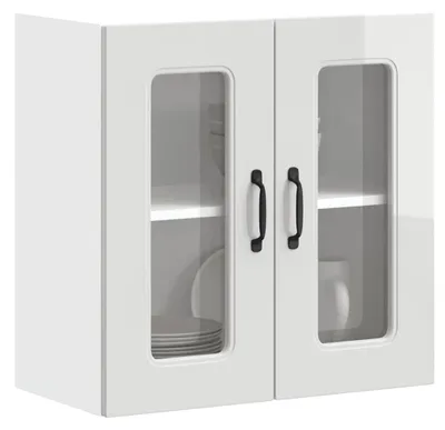 Produktbild von vidaXL Küchen-Hängeschrank mit Glastür Kalmar Hochglanz-Weiß Holzwerkstoff