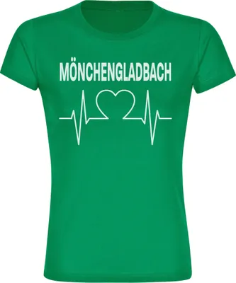 Produktbild von multifanshop Damen T-Shirt - Mönchengladbach - Herzschlag, grün, Größe XL