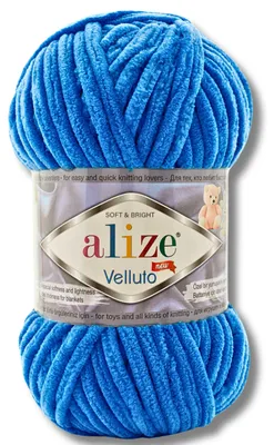 Imagen del producto de Alize 1x 100g Velluto, hilo grueso, color sólido, chenille, ideal para tejer a crochet o a dos agujas (azul real I 141)