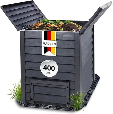 Produktbild von Thermo-Wood Komposter 400 Liter inkl. Bodengitter anthrazit-braun - Komposter Garten, Schnellkomposter, Abfall & Recycling, Biomüll, Komposteimer, Garten Zubehör, Thermokomposter, Garten