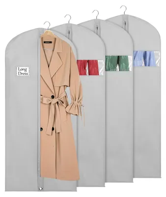 Produktbild von Kleidersack aus Stoff – zur Aufbewahrung – Grau – 152 x 60 cm – 4 Stück