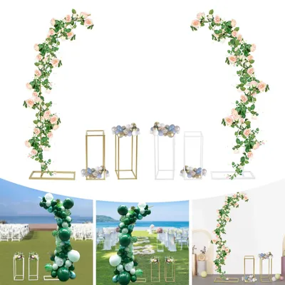 Immagine prodotto di Set di 2 vasi floreali in metallo dorato/bianco per decorazioni nuziali