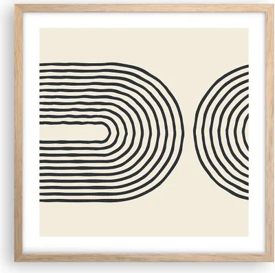 Produktbild von Gerahmtes Poster - Rahmen in heller Eiche - Linien Oval Minimalismus - 50x50 cm - Wand Bild - Wanddeko - Wandbilder - Kunstposter - Wandposter - Bilderrahmen - Bilder - Kunstdruck - P2NAC50x50-4548
