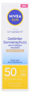 Produktbild von NIVEA SUN UV Gesicht Getönter Sonnenschutz LSF 50 Mittlerer Hauttyp 50 ml Nicht Fettend