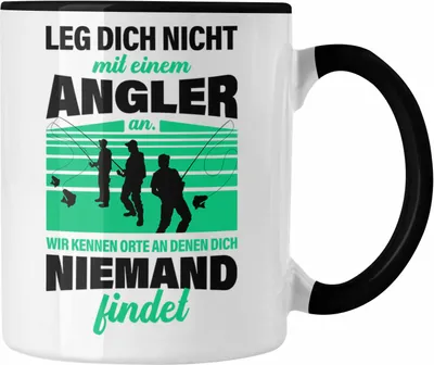 Produktbild von Trendation - Angler Tasse Geschenk für Männer Spruch Lustig für Fischer Geschenkidee Angeln Becher (Schwarz)