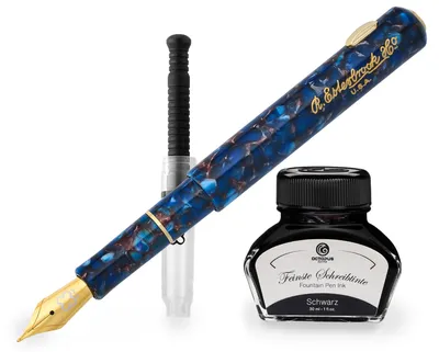 Produktbild von Esterbrook Niblet Nouveau, Kugelschreiber in Blau und Gold, mit 30 ml Tinte und Konverter