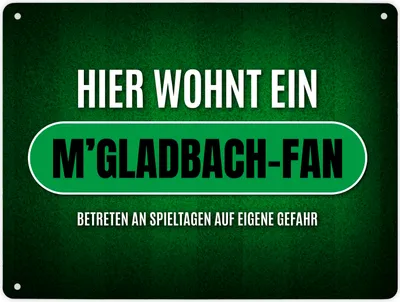Produktbild von Metallschild XL mit Spruch: Hier wohnt ein M'Gladbach-Fan Schild Blechschild
