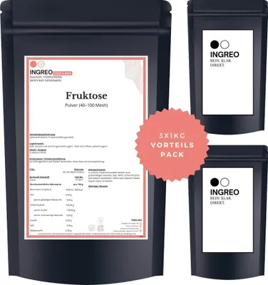 Produktbild von Fruktose  Pulver (40-100 Mesh) – 3kg (3X1kg)