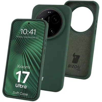 Produktbild von Silikon Handyhülle für Xiaomi 17 Ultra, Bizon Soft Case, Dunkelgrün