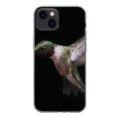 Produktbild von MuchoWow® Handyhülle Schutzhülle Hülle für iPhone 13 mini Rubinkehl-Kolibri auf schwarzem Hintergrund Silikon Softcase Handy Hülle