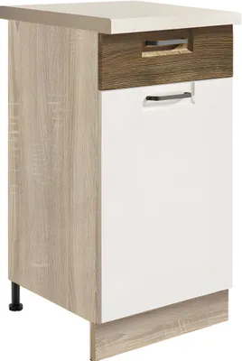 Obrázek produktu pro Favorit RIBBECK 2D – spodní skříňka 40 cm s zásuvka a dveře, bílý vysoký lesk