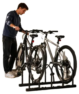 Imagen del producto de Soporte para bicicletas, capacidad para 2 bicicletas, estructura de acero duradera, color