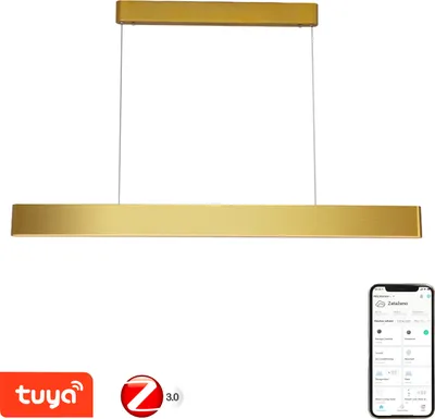 Produktbild von Immax NEO MILANO Intelligente lineare Pendelleuchte 120cm, CCT 40W/RGB 18W, gold Zigbee 3.0