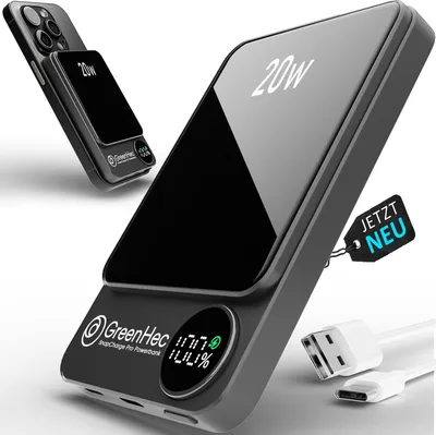Produktbild von MagSafe Powerbank iPhone 17 16 15 14 13 12 Pro Max | Magnetische Wireless Battery Pack | Kabellose Induktive Magnetic, Farbe: 5000mAh