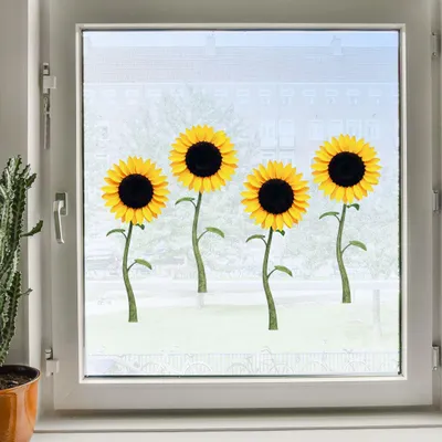 Produktbild von Sonnenblumen Blumen Fensterdeko groß doppelseitig A3