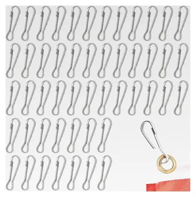 Produktbild von 50 Stück Fahnenmast Zubehör, Fahnenmast Clip, Simplexhaken, 40 mm Edelstahl Fahnenmastklammer Karabinerhaken