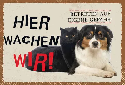 Produktbild von vianmo Holzschild 20x30 cm Hund Katze hier wachen wir